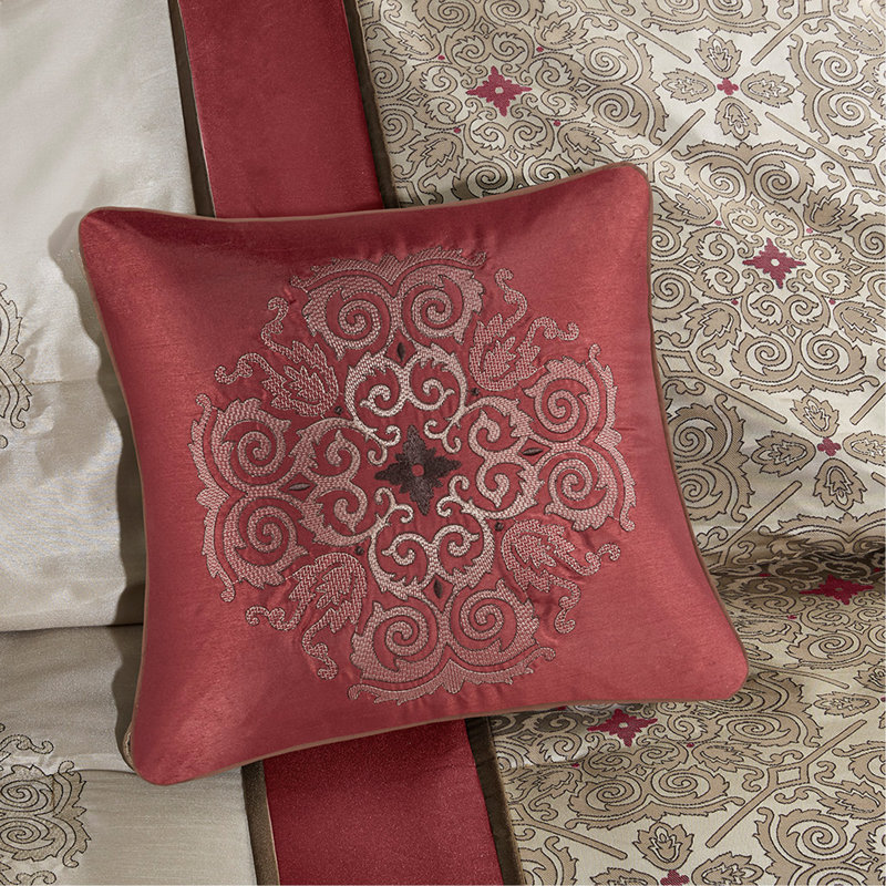 Ensemble d'édredon 7 pièces en jacquard avec coussins décoratifs, Édredon de grande taille et 5 pièces supplément