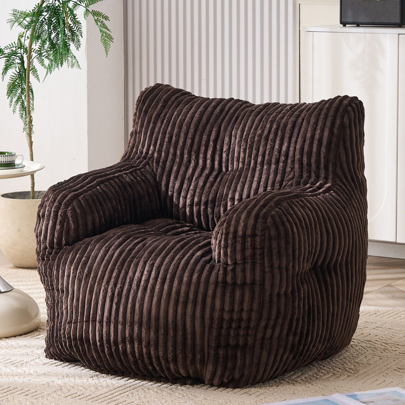 Fauteuil à billes en velours côtelé doux et moelleux rempli d'éponge à mémoire de forme, Velours côtelé brun