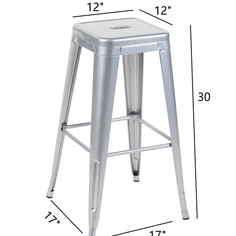 Tabourets de bar en métal sans dossier de 76 cm (30 po), ensemble de 4, démontables, faciles à assembler, idéaux pour la cuisine, le bar ou la salle à manger. Stables et confortables, hauteur du comptoir de 76 cm (30 po), non empilables, grande capacité de charge et utilisation sécuritaire.