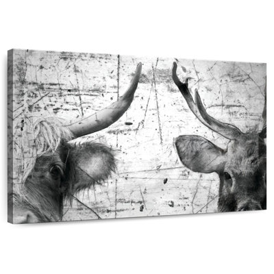 Brampt Cow And Deer Black And White