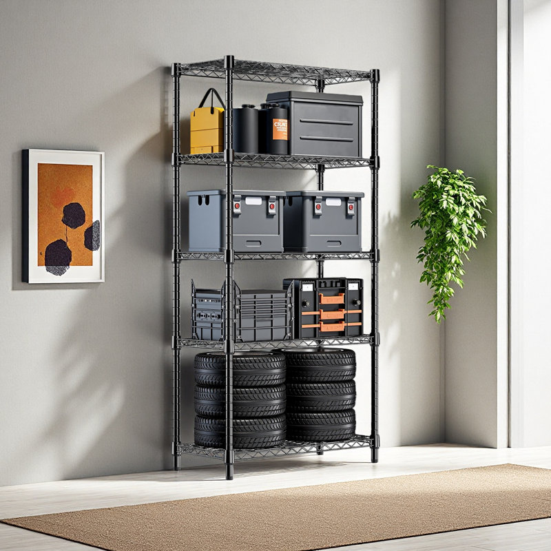 Étagère de rangement en acier robuste à 5 niveaux 1250 lb en acier robuste pour la maison, la cuisine et le bureau