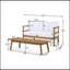 Ensemble de causeuse et table basse d'extérieur en bois d'acacia avec coussins, teck clair et blanc