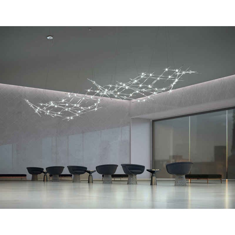 Constellation 44 - Light LED Chandelier, Clear, Satin Nickel, 2700K
