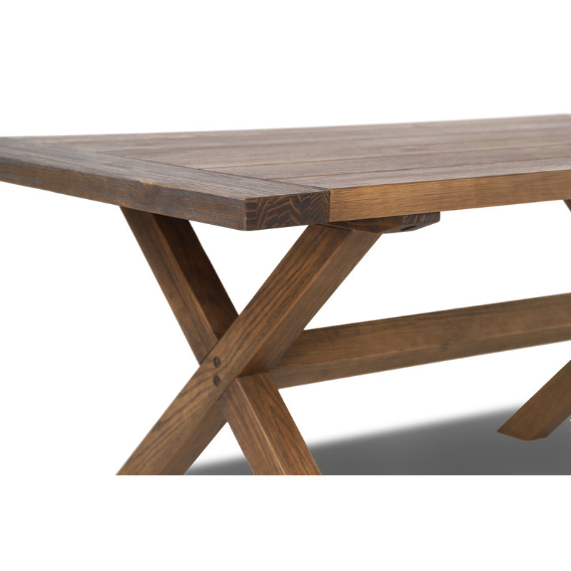 Table rectangulaire en bois massif avec base à tréteaux 72 po Cascais, Chêne brun