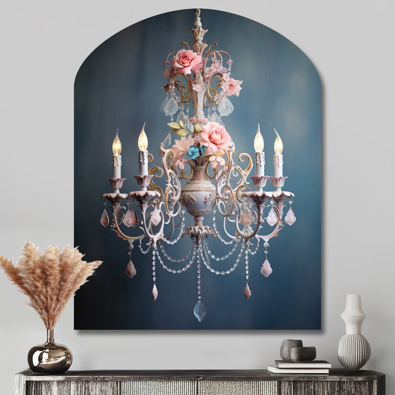 Jacarey - lustre en arc, impression murale de sculpture en métal asymétrique, H 43 po x l 33 po