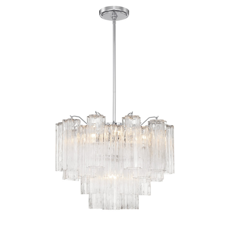 Lustre à niveaux Arras, Transparent, Chrome poli, H 14 po x l 19,75 po x P 19,75 po