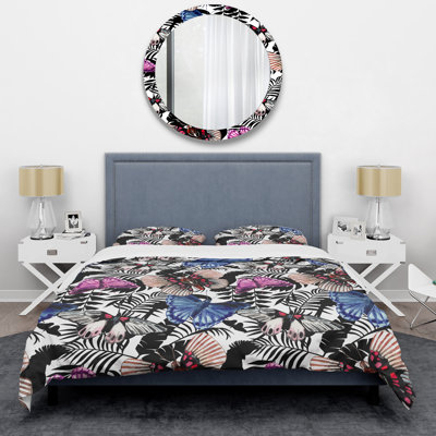 Ensemble de housse de couette en microfibre mauve / noir 3 pièces