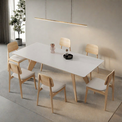Modern simple rectangular solid wood table set