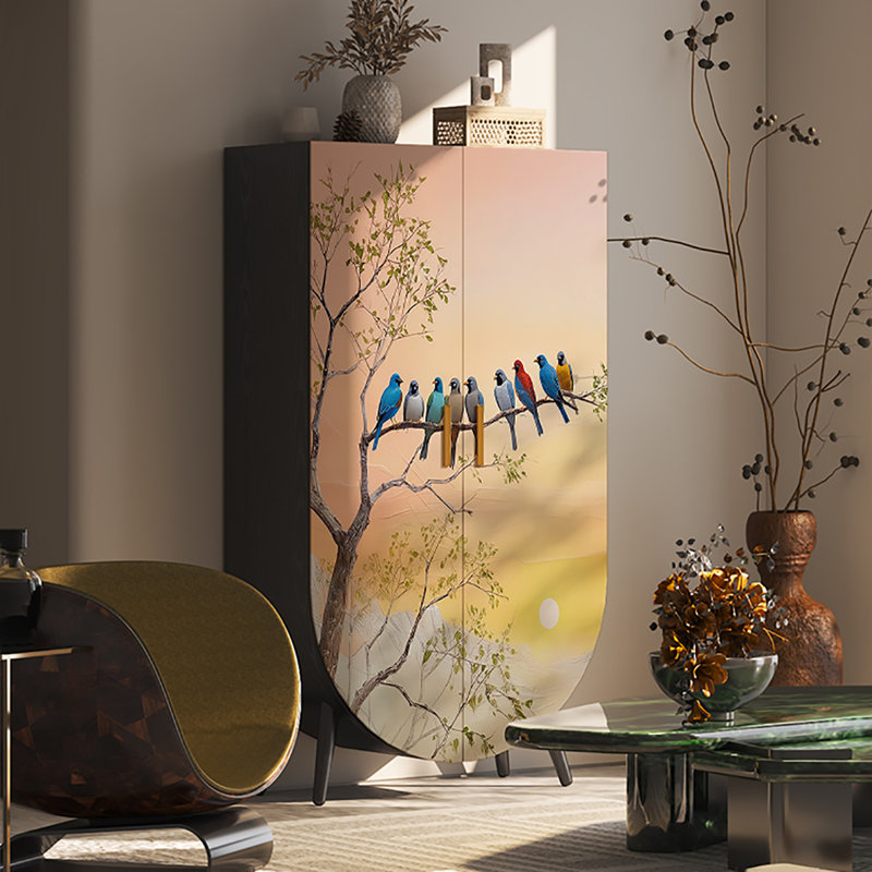 Armoire de chambre à coucher multifonctionnelle, Noir / multicolore