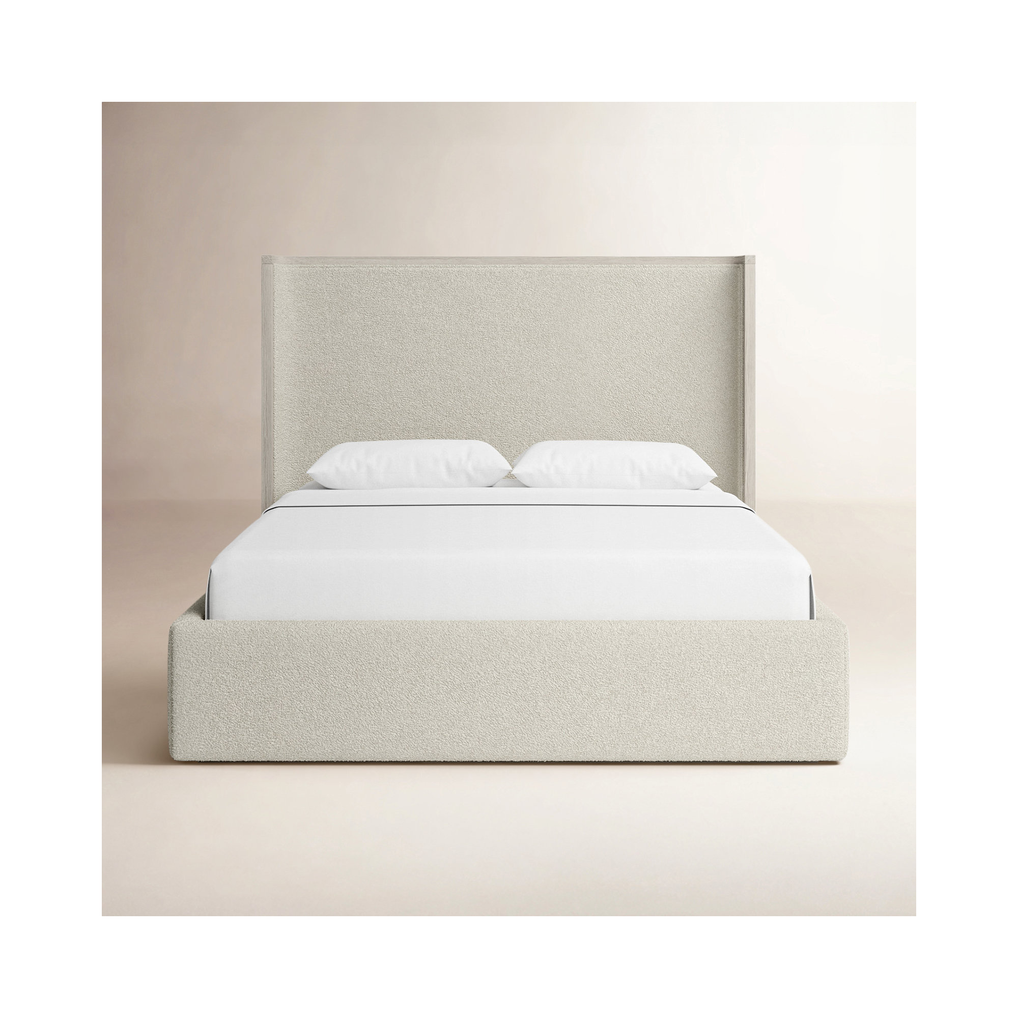 Caterina Upholstered Storage Bed, Queen, White Oak/Sheldon Ivory