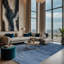 Tapis bleu lavable à la machine-921302825