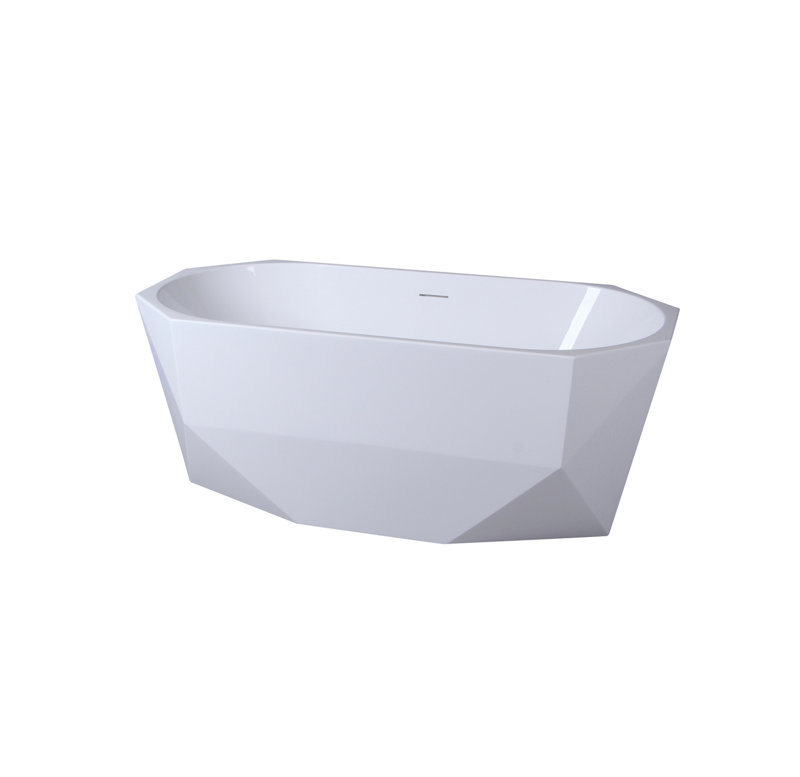 Ethen 59'' x 29.5'' Soaking Acrylic Bathtub, Matte White