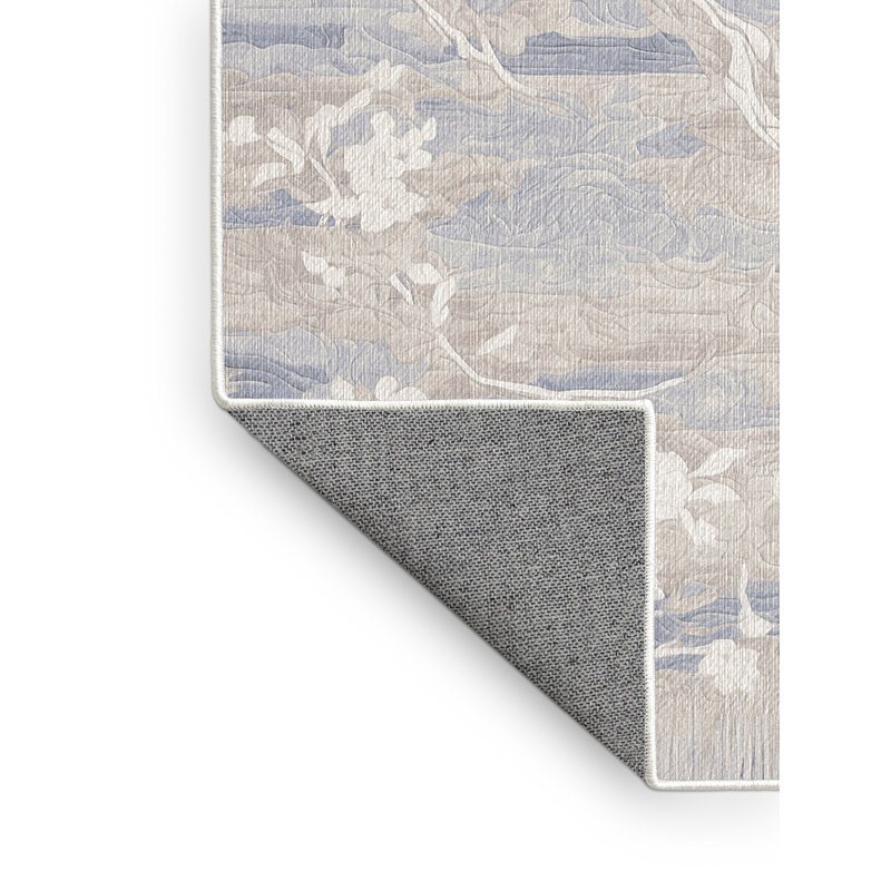 Machine Washable Beige Area Rug, Square 5'