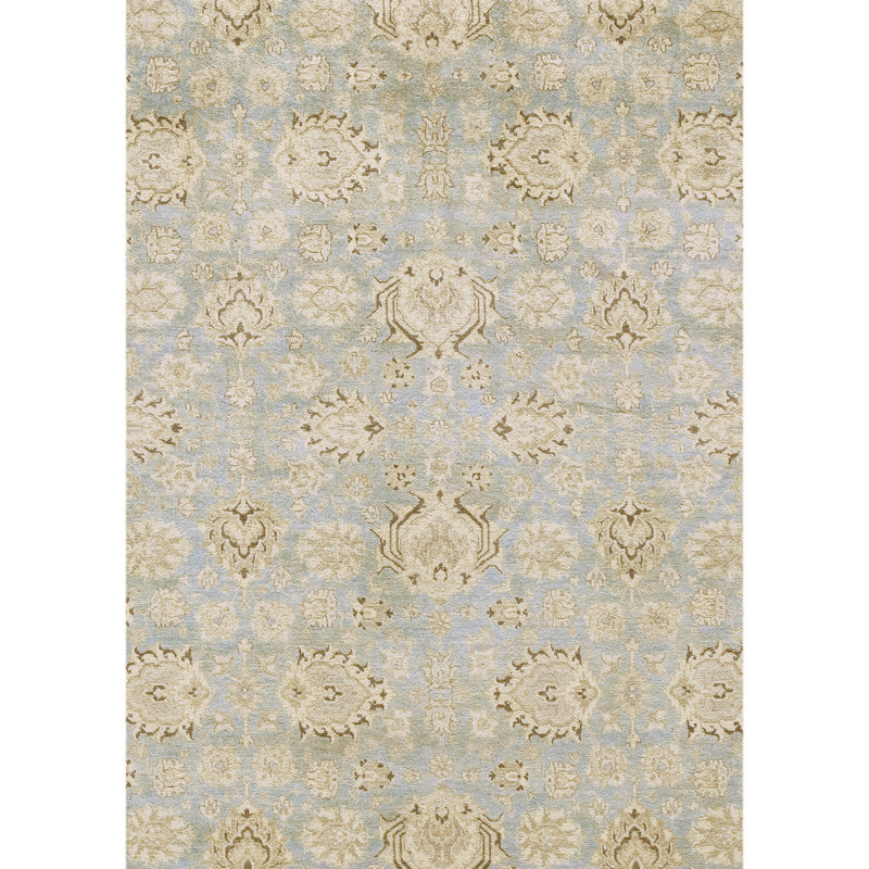 Wool Oriental Area Rug in Light Blue/Sand, Rectangle 6' x 9'
