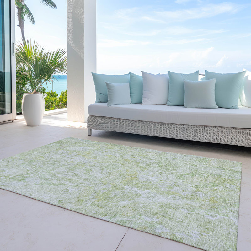 Tapis intérieur / extérieur en polyester tissé à la machine Malchow, Rectangle 2 pi 6 po x 3 pi 10 po