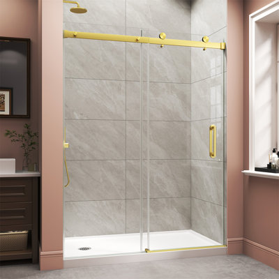 67"-72" W x 72" H Single Sliding Frameless Shower Door with 1/4" (6mm) Nano Coating Clear Tempered Glass