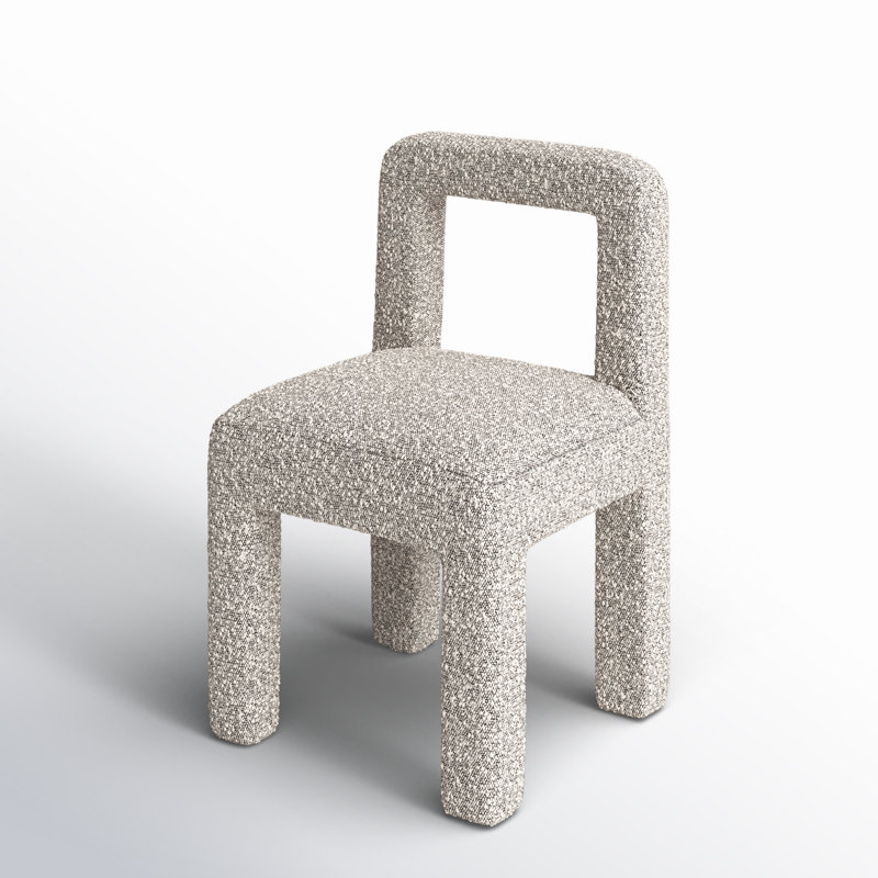 Gray Boucle Upholstered Open Back Dining Chair