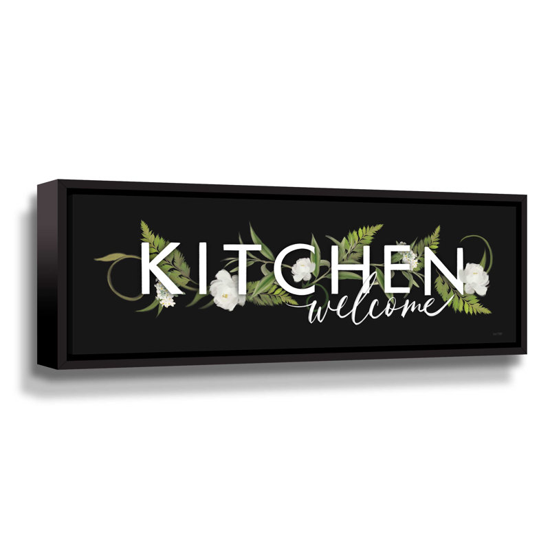 " Kitchen Welcome ", Black Framed Canvas