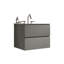 Meuble-lavabo de salle de bain gris sidéral de 24 pouces avec lavabo en céramique et design fonctionnel, trois trous pour robinetterie et préassemblé
