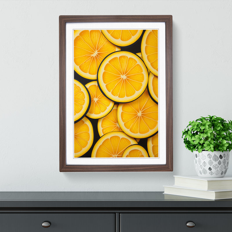 Lemon Fruit Op - Framed Print, Walnut, 34cm H x 25cm W x 2cm D