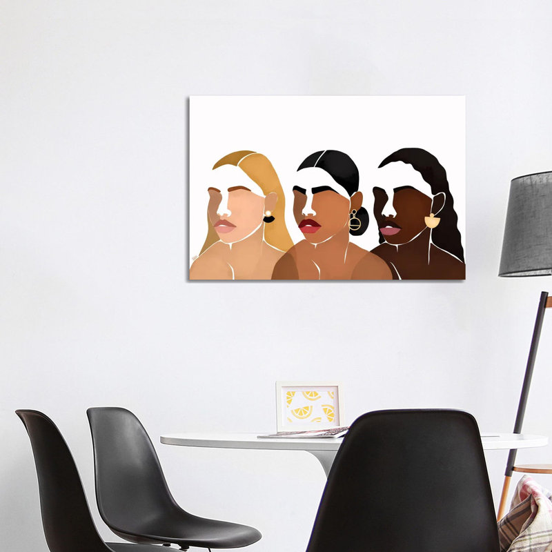 Impression d’art graphique, "sœurs III" par Brie Nicole, Pas de tapis, H 26 po x l 40 po x 1,5 po, Toile tendue