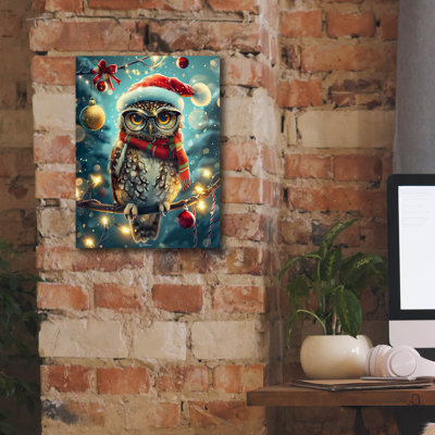 Art mural sur toile Trinx «Owl With Glasses Hat And Shaman (1)» par Momart