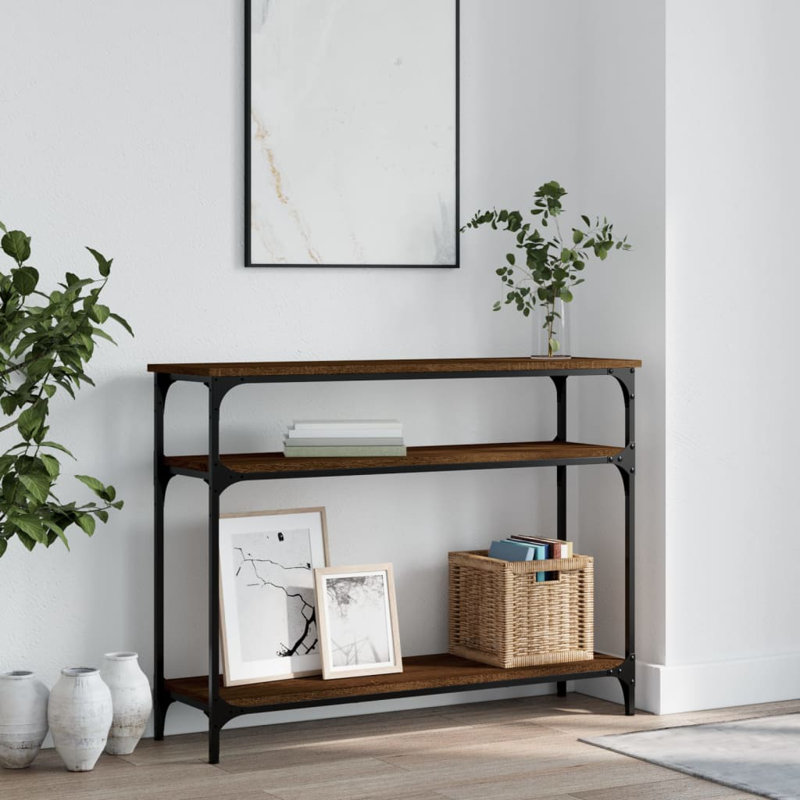 Console Table, 75cm H x 100cm W x 29cm D, Brown Oak