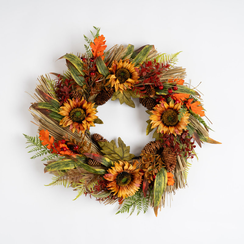 Annemieke Faux Sunflower Polyester 60cm Wreath