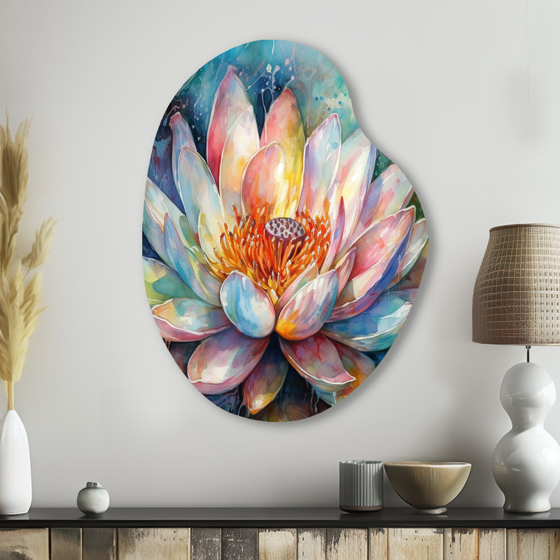 Navarrette - art mural asymétrique en forme de poire de lotus, H 38 po x l 28 po