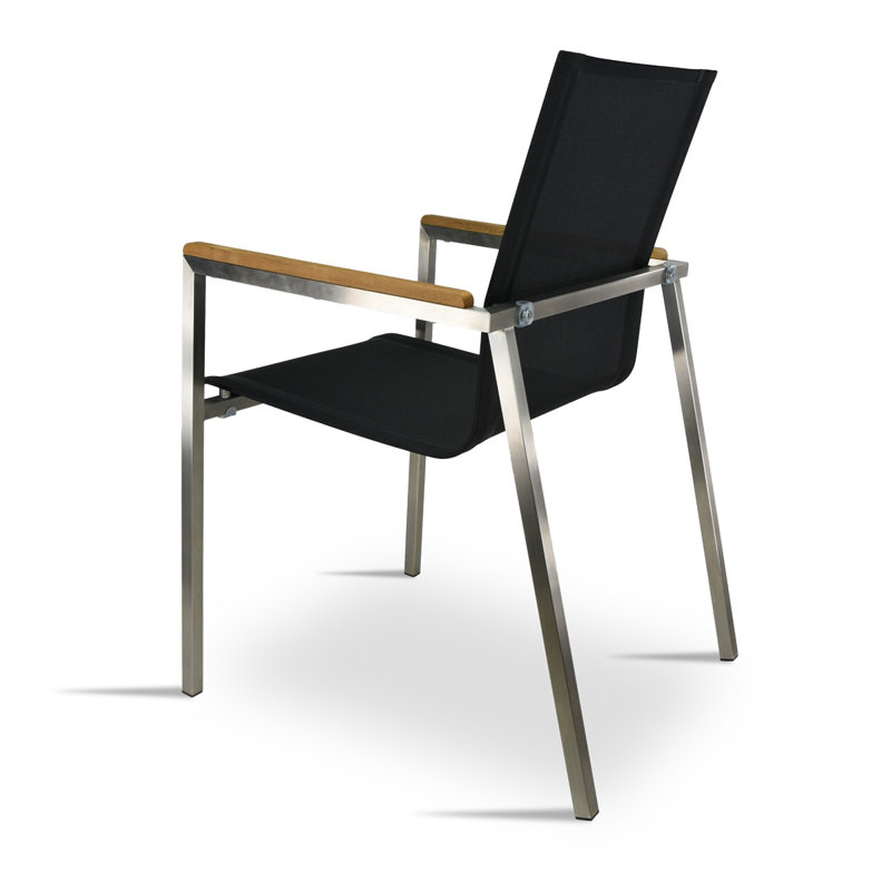 Vickey Patio Dining Armchair with Cushion, Black