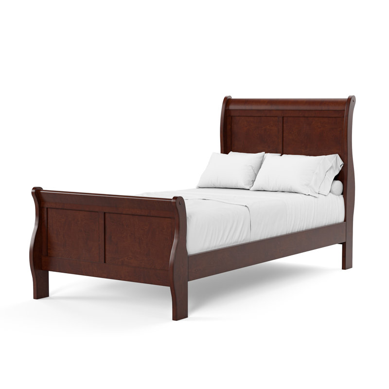Ensemble de chambre à coucher Emelinda, Cerisier, Simple, Trois pièces : lit, 2 tables de chevet