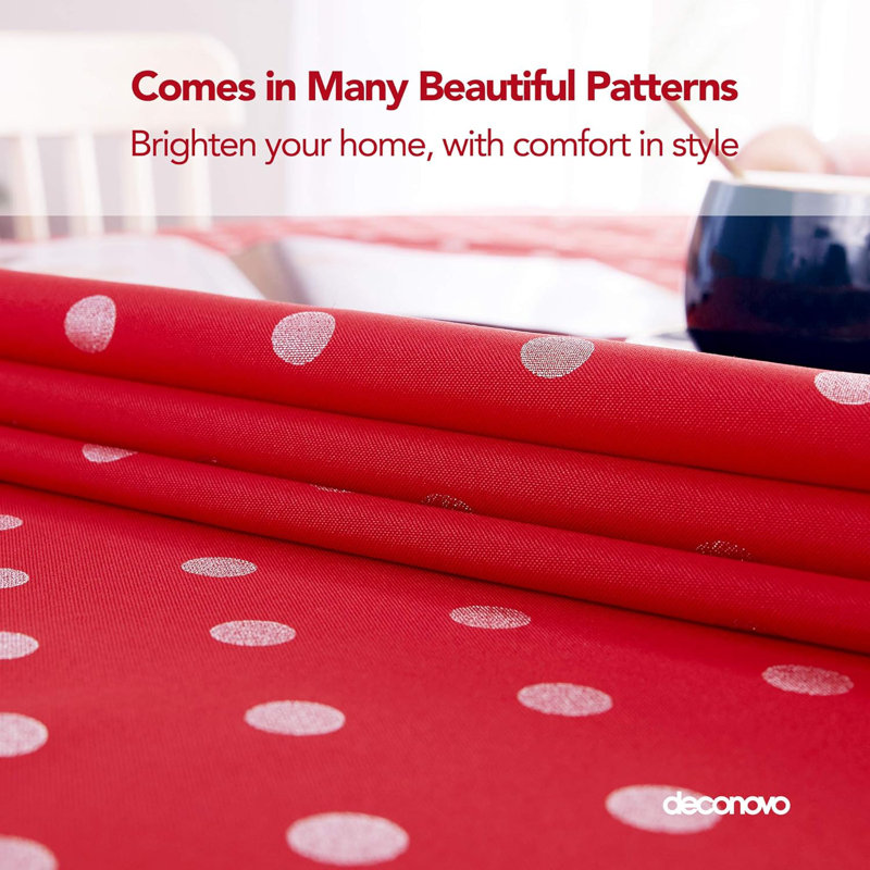 Rectangle Polka Dots Polyester Tablecloth, 130cm W x 280cm L, Red