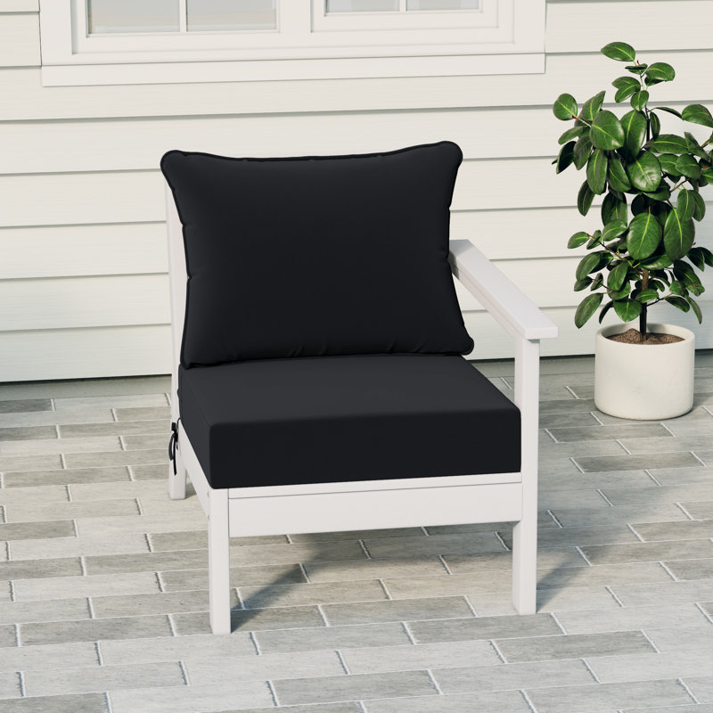 Deep Seating Right Arm Chair With Cushions, Black, White