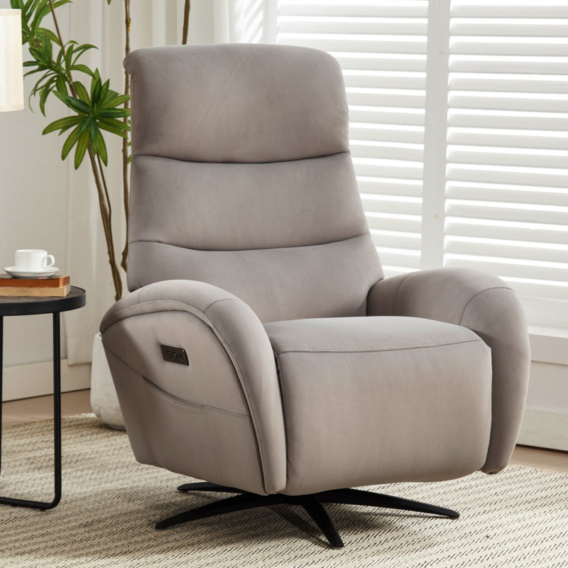 Dual Motor Recliner With Swivel, 180° Flat Recline, Gray