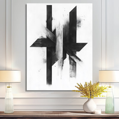 Monochrome Abstract Canvas, Geometric Angle Wall Art, Cenk