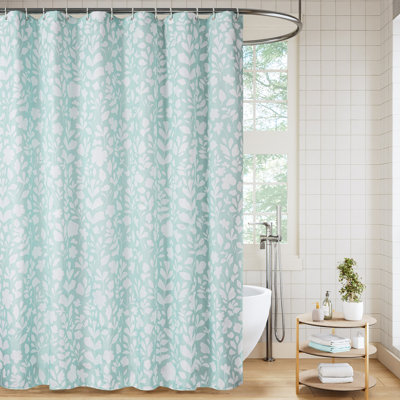 71" W Textured Shower Curtain Set with Hooks 