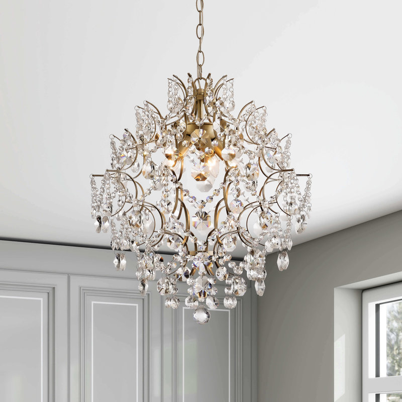 Dalia Brushed Silver-ish Champagne 5-Light Larger Crystal Chandelier