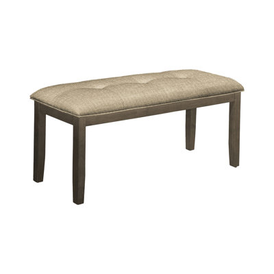 Banc rectangulaire de 44 po avec siège rembourré brun pour le vestibule de la salle à manger - Fabrication en bois massif gris, montage rapide, siège et siège au look élégant, style confort combiné, installation
