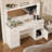 44.8" White Vanity Desk with 3-Color LED Mirror & Charging Station, 5 Drawers Makeup Vanity with Cabinets for Bedroom-1990146735
