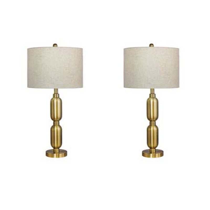 Ensemble de lampes de table 27,5 ", Laiton antique, Beige