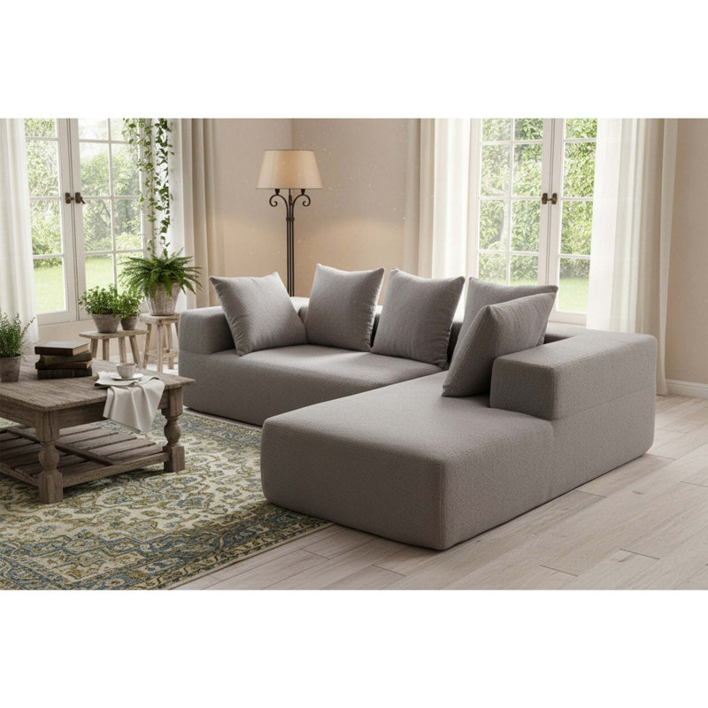Canapé modulaire moderne avec coussins moelleux - Modulaire polyvalent pour le salon, Gris