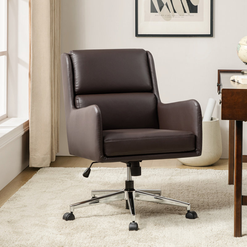 Fauteuil de direction inclinable et réglable en similicuir de 24,5 po Zaysean, Brun