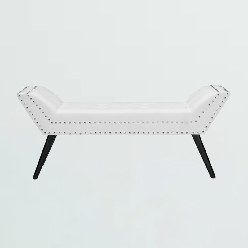 Faux Leather Upholstered Bench, White 