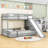 Twin over Full Bunk Bed with Slide, Stairs and Guardrails-354834563