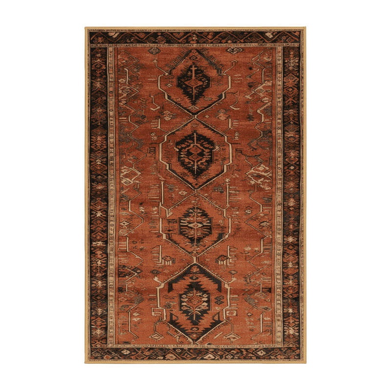 Tapis brun turc lavable à la machine, Rectangulaire 7 pi x 10 pi