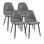 Ensemble de 4 chaises d'appoint modernes gris ardoise avec dossier cuillère, pieds en métal et revêtement en suède