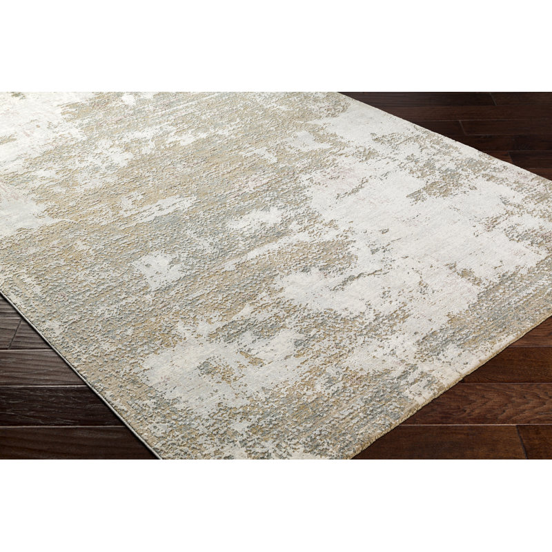 Tapis beige / gris en polyester / polypropylène tissé à la machine Avia, Rond 7 pi 10 po