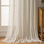 Ensemble de 2 panneaux de rideaux en dentelle WAZZIO Boho - Voilages en mélange de coton rétro avec motif géométrique au crochet et garniture à pampille, passe-tringle filtrant la lumière semi-transparente pour le salon (paquet de 2)-113960104-113960105