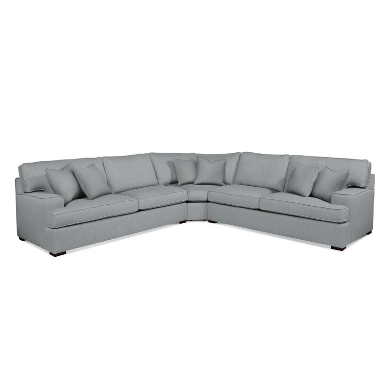 Sadie Sectional, Java Finish, Light Blue Performance Fabric; 0851-55