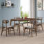 Ensemble de table de salle à manger en bois massif 5 pièces Starlight avec chaises à dossier sculpté-583679367